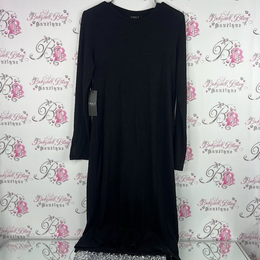 Chalc dress long sleeves maxi Chic Black Long Sleeve Dress